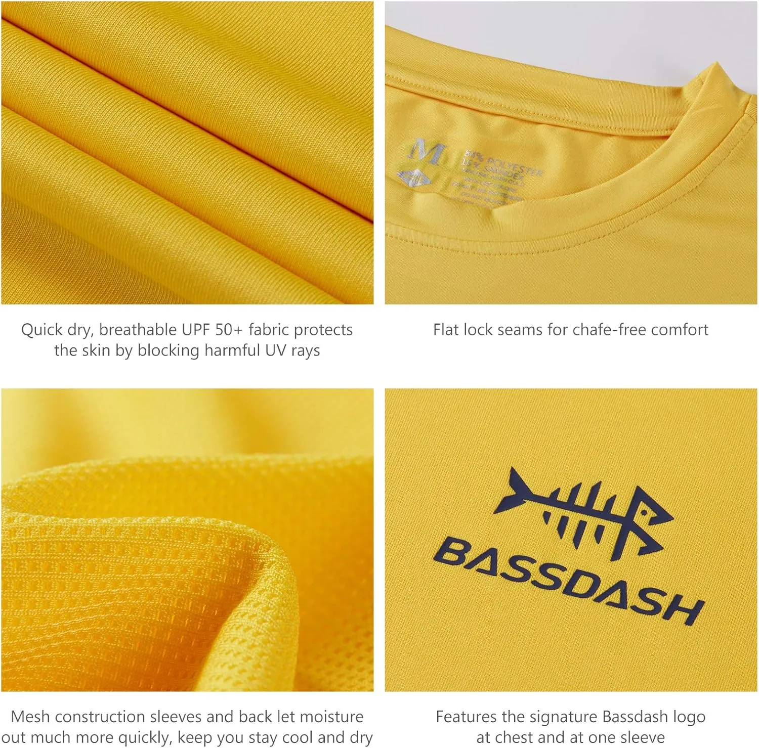 BASSDASH Men??s UPF 50  Sun Protection Fishing Shirt Short Sleeve UV T-Shirt