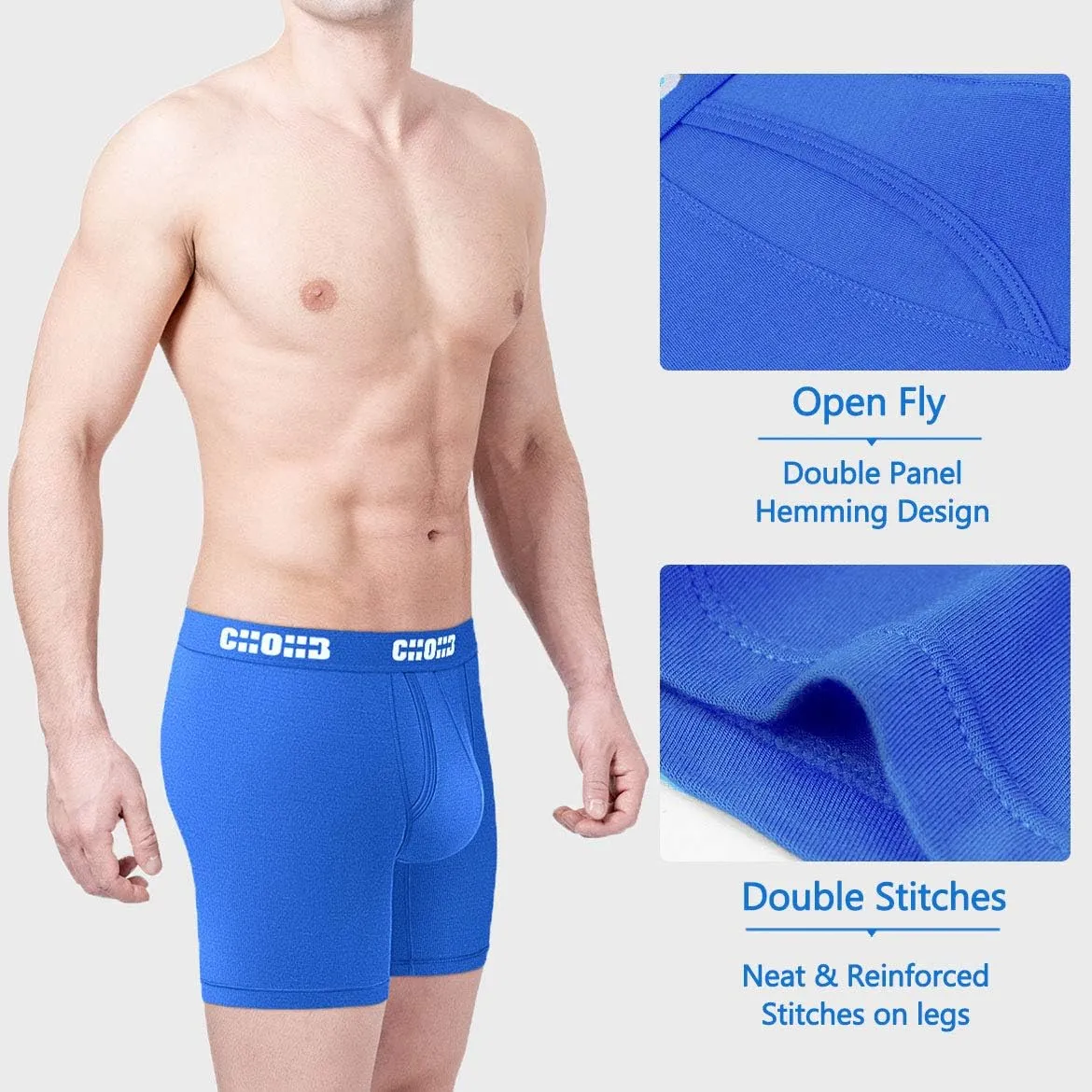 Men's Underwear Micro Modal 3 Pack Boxer Briefs Open Fly