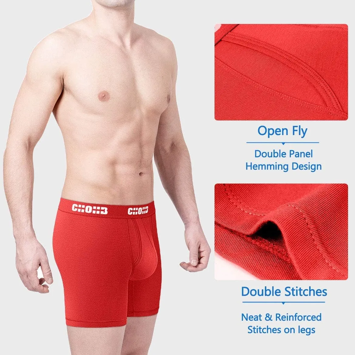 Men's Underwear Micro Modal 3 Pack Boxer Briefs Open Fly