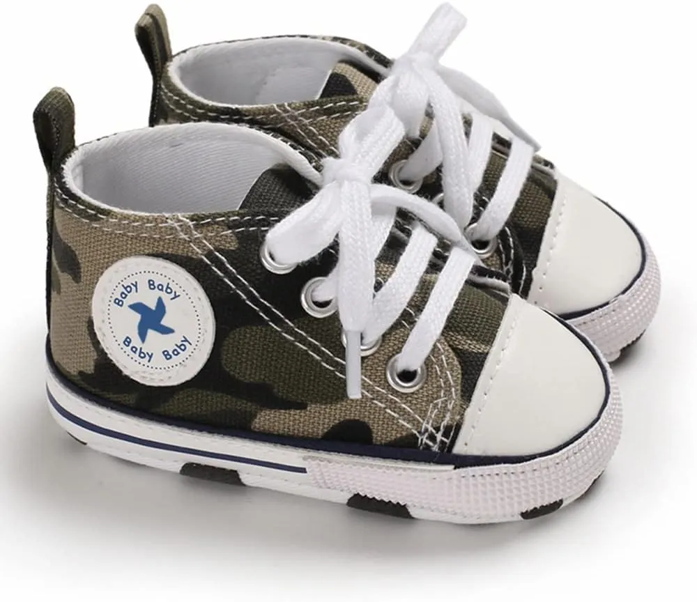Sekantrol Unisex Baby Girls Boys Shoes Infant Soft Sole Canvas Newborn First Walkers High Top Anti-Slip Sneakers