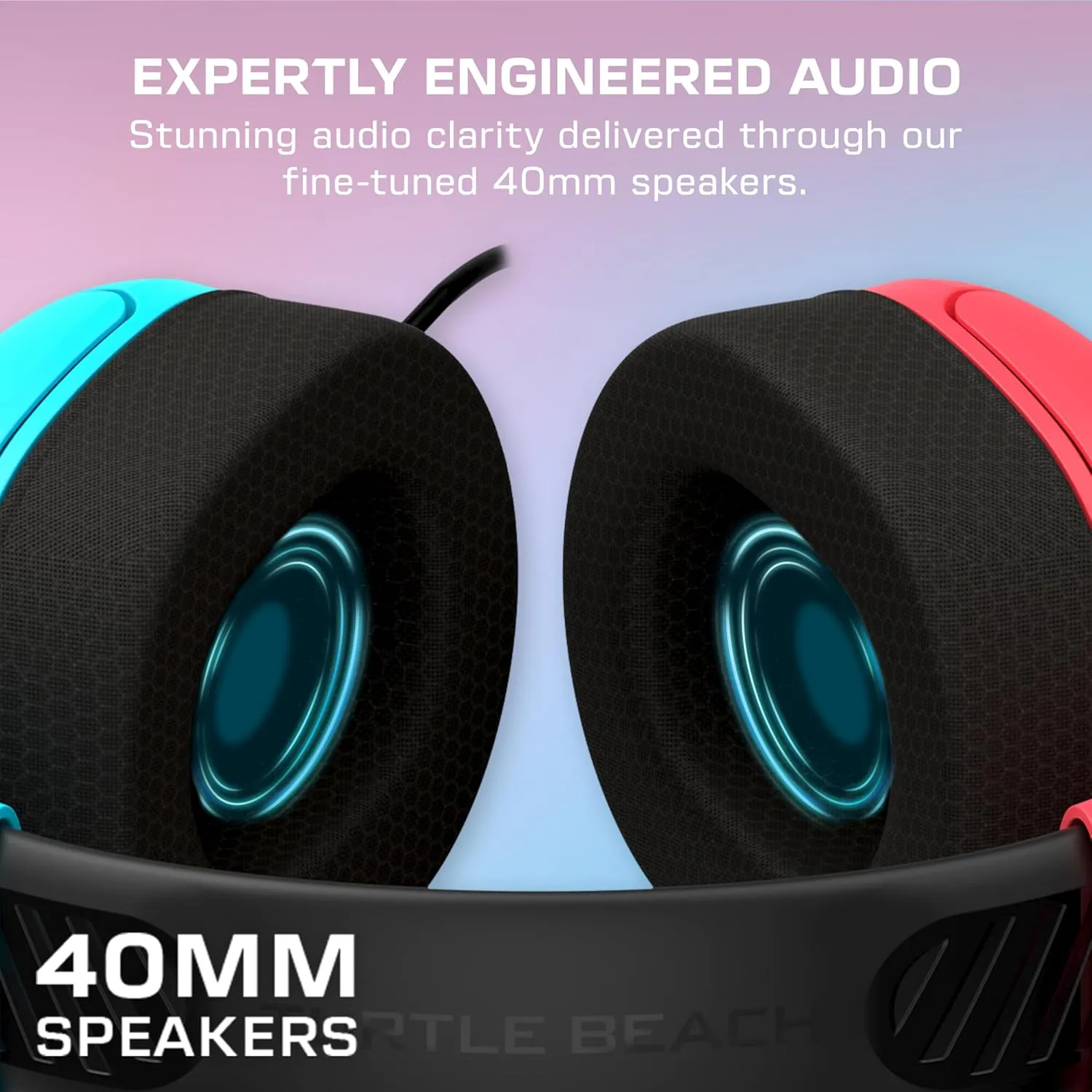 Turtle Beach Airlite Fit Wired Gaming Headset: Officially Licensed for Nintendo Switch, Nintendo Switch Lite & OLED Model - Flip-to-Mute Mic, Over-Ear Comfort Cushions, 40mm Speakers - Neon Blue & Red