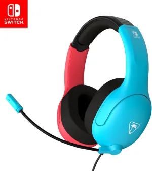 Turtle Beach Airlite Fit Wired Gaming Headset: Officially Licensed for Nintendo Switch, Nintendo Switch Lite & OLED Model - Flip-to-Mute Mic, Over-Ear Comfort Cushions, 40mm Speakers - Neon Blue & Red