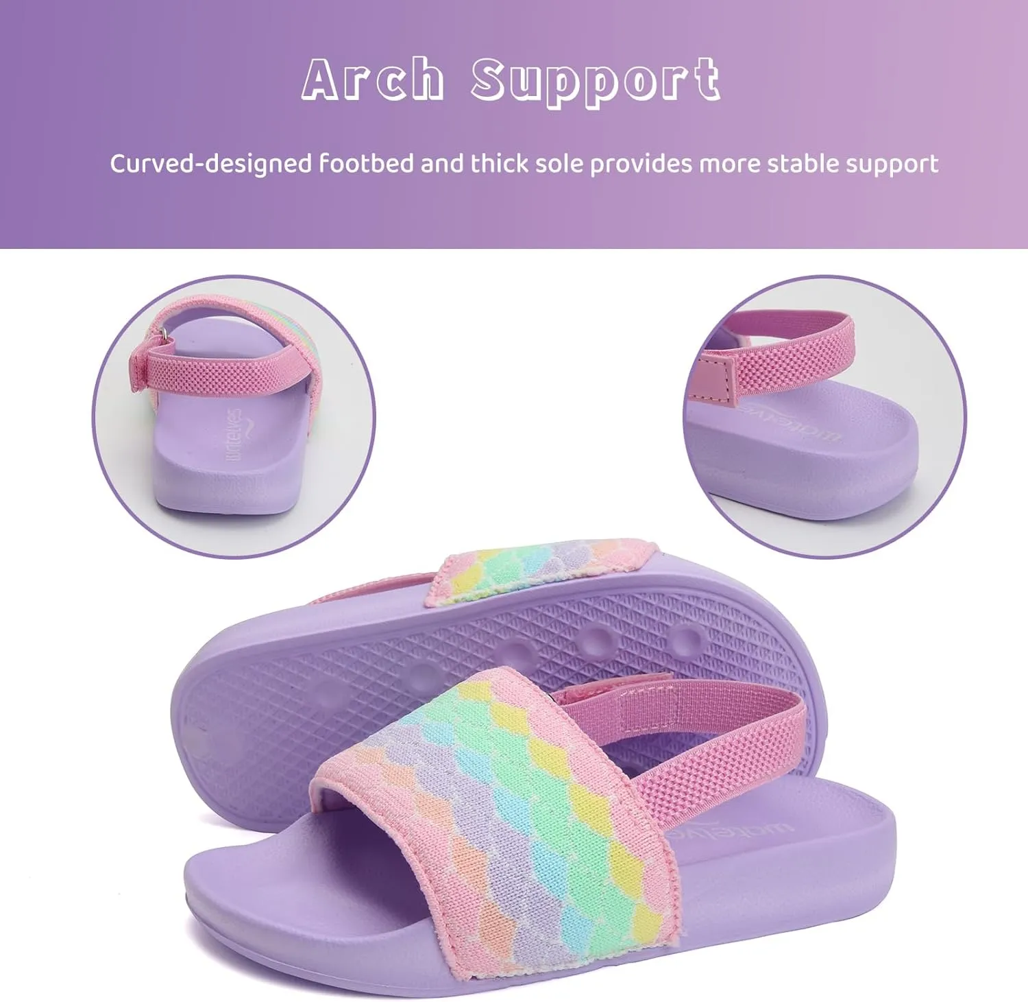 WateLves Toddler Boys Girls Slides Sandals for Swim Beach Kids Water Shoes Casual Summer Slippers