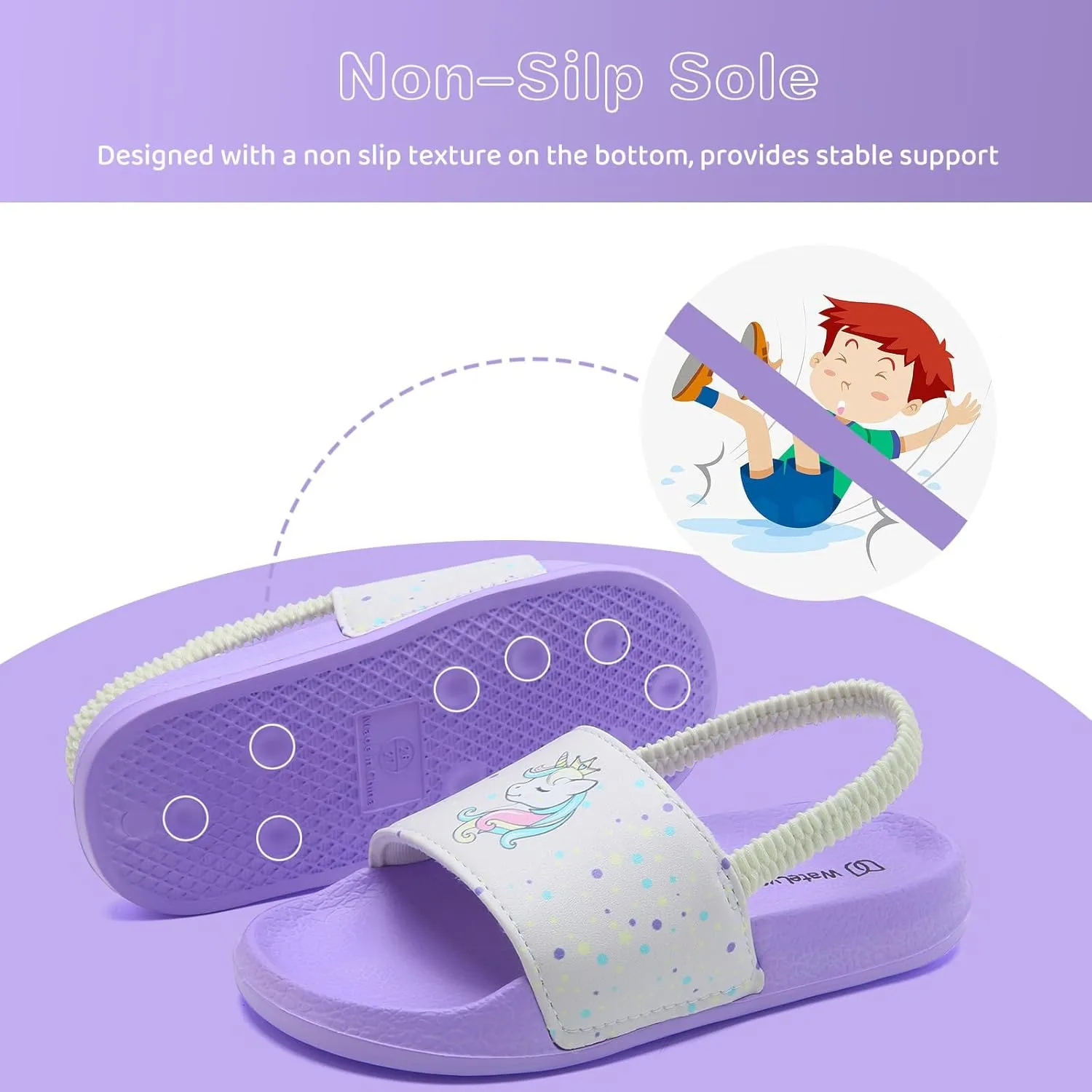 WateLves Toddler Boys Girls Slides Sandals for Swim Beach Kids Water Shoes Casual Summer Slippers