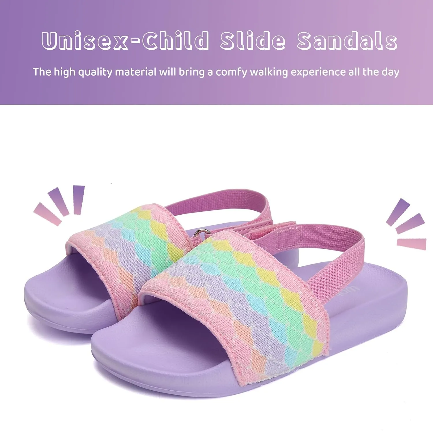 WateLves Toddler Boys Girls Slides Sandals for Swim Beach Kids Water Shoes Casual Summer Slippers