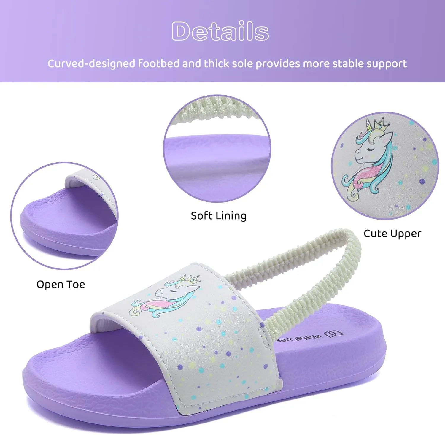 WateLves Toddler Boys Girls Slides Sandals for Swim Beach Kids Water Shoes Casual Summer Slippers